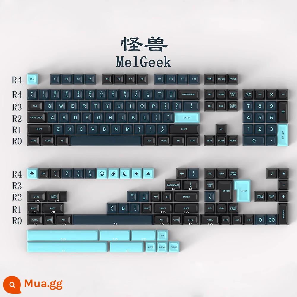 Aifei SA chiều cao ABS xanh lung linh cá vàng flamingo thành phần bong bóng keycap 172 phím bộ cá hồi lớn - Keycaps hai màu Daye Monster ABS SA chiều cao