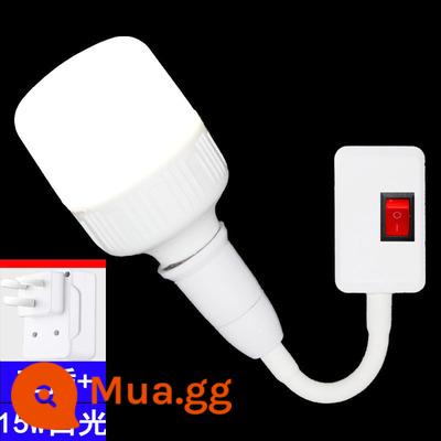 Đèn cắm LED hai hoặc ba phích cắm có công tắc cắm thẳng siêu sáng ánh sáng lấp đầy trực tiếp tiết kiệm năng lượng mẫu làm móng gương thêu trang điểm - Giá đỡ đèn ba phích cắm + đèn trắng 15 watt