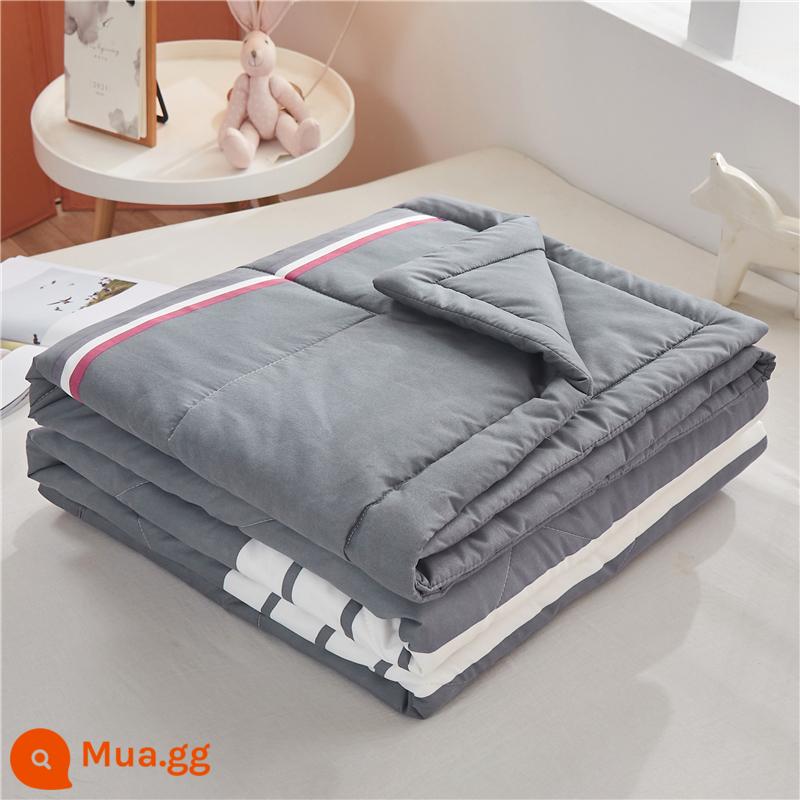 Cotton có thể giặt được mùa hè mát chăn điều hòa không khí đôi có thể giặt bằng máy cho trẻ em độc thân ký túc xá sinh viên mùa hè chăn mỏng - Hương vị-Xám