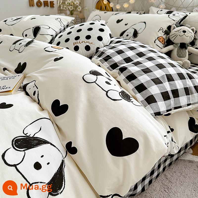 Cotton nguyên chất vỏ chăn đơn mảnh 100 cotton đơn 150x200 trẻ em 1.5 chăn ký túc xá giường vỏ chăn 200x230 - J yêu chó