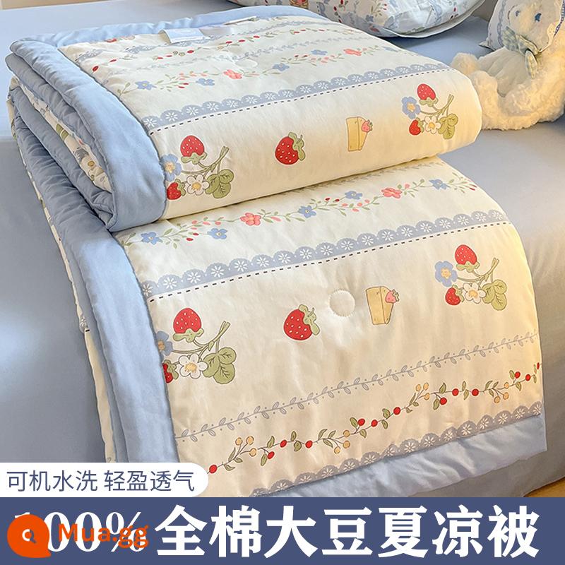 Mùa hè cotton nguyên chất có thể giặt bằng máy đôi mùa hè mát mẻ chăn ba hoặc bốn mảnh bộ đơn ký túc xá sinh viên mỏng chăn điều hòa không khí - Cuộc sống tháng ba của J