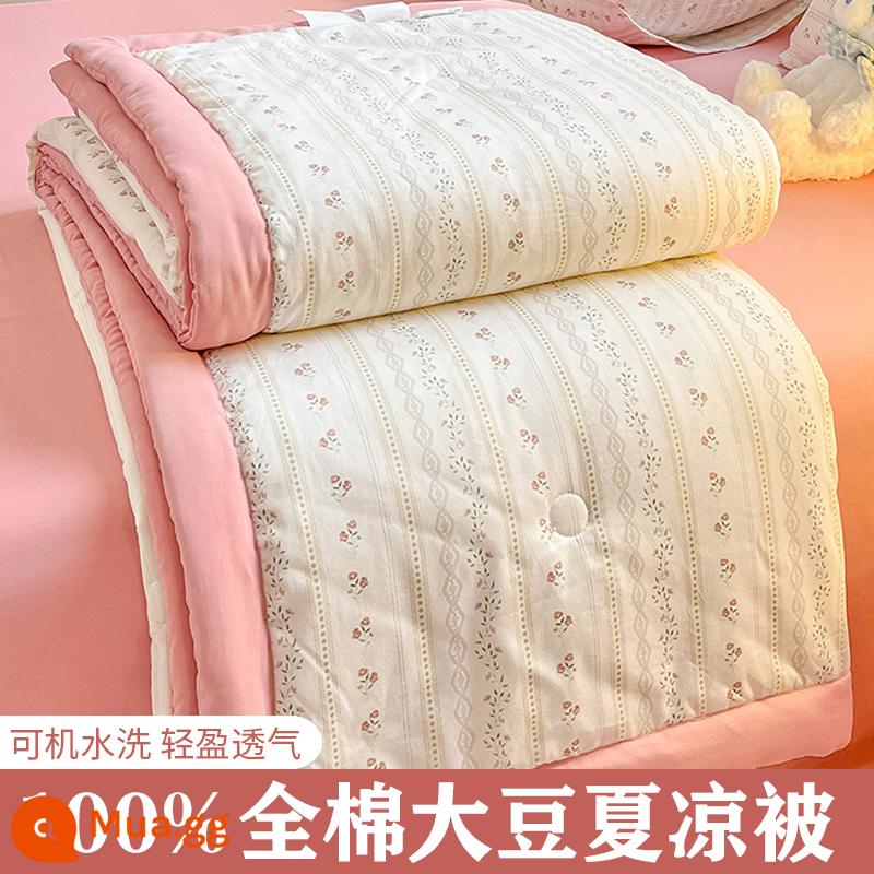 Mùa hè cotton nguyên chất có thể giặt bằng máy mùa hè thoáng mát chăn 4 mảnh duy nhất ký túc xá sinh viên giường mỏng điều hòa đậu tương chăn - YJY Sakura Manman