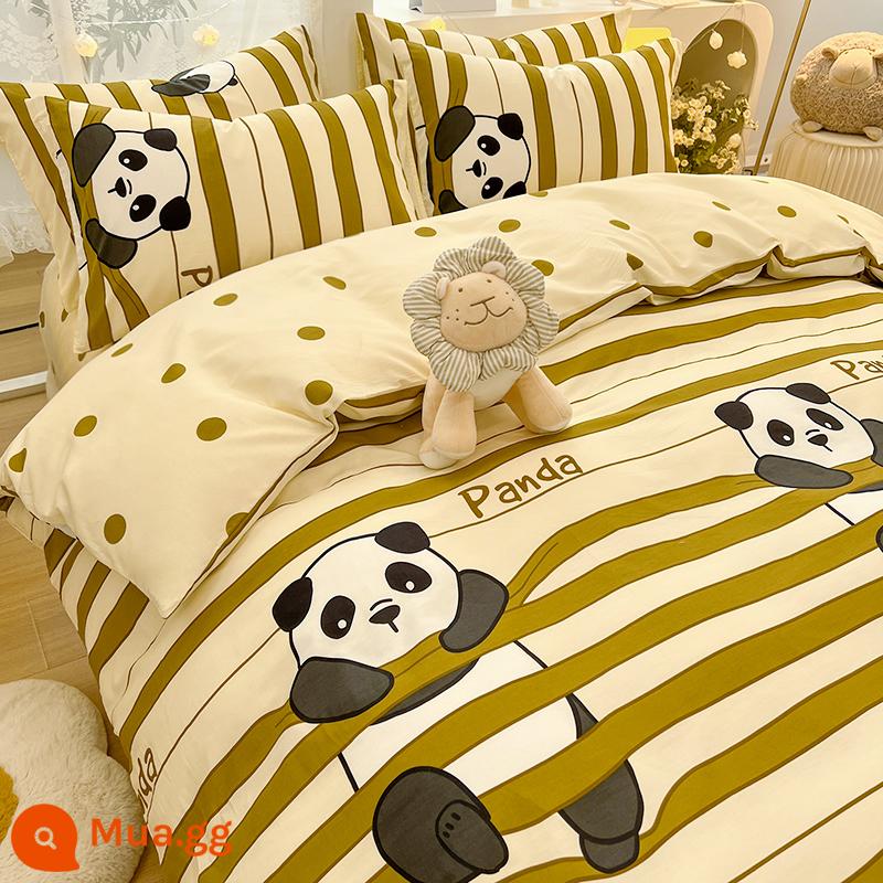 Công Chúa Disney Giường Cotton Nguyên Chất Bộ 4 Bộ 100 Cotton Chăn Ga Gối Trẻ Em Ký Túc Xá 3 Mảnh Ga Giường Nữ Vỏ Chăn 4 - MC Gấu trúc dễ thương