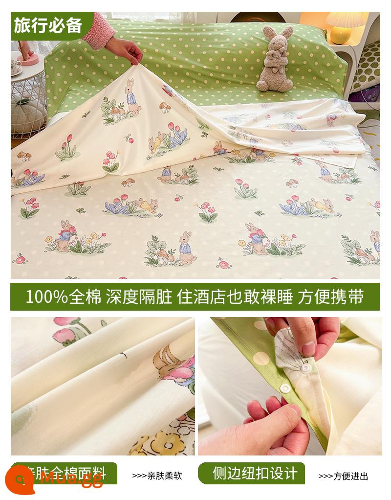 Cotton Bẩn Túi Ngủ Khách Sạn Du Lịch Du Lịch Di Động Giường Vỏ Chăn 4 Bộ Du Lịch Tàu Ngủ Hiện Vật - J Garden Rabbit (túi ngủ) - đi kèm túi đựng tương tự