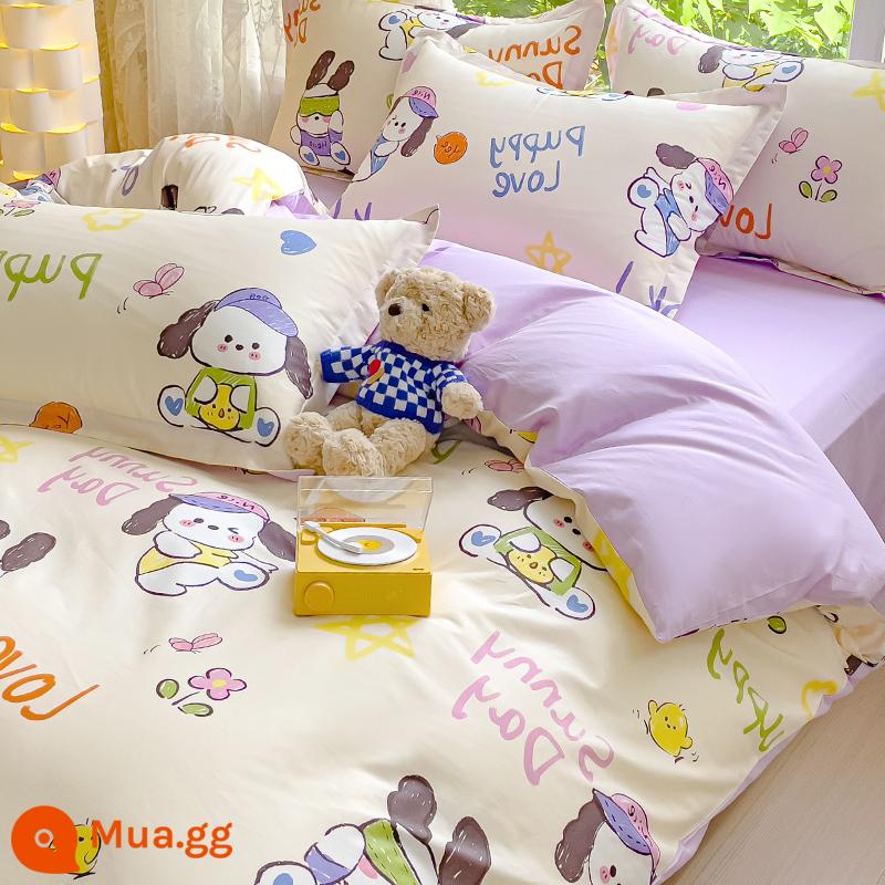 Ins vỏ chăn bông nguyên chất 150x200 mảnh đơn con đơn 100 cotton 1.5m vỏ chăn ga trải giường nữ 200x230 - Công viên chó JXH