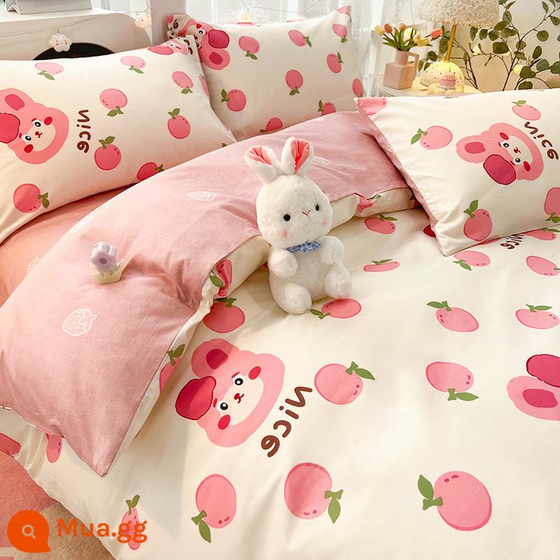 Công Chúa Disney Giường Cotton Nguyên Chất Bộ 4 Bộ 100 Cotton Chăn Ga Gối Trẻ Em Ký Túc Xá 3 Mảnh Ga Giường Nữ Vỏ Chăn 4 - MC Đào Thỏ