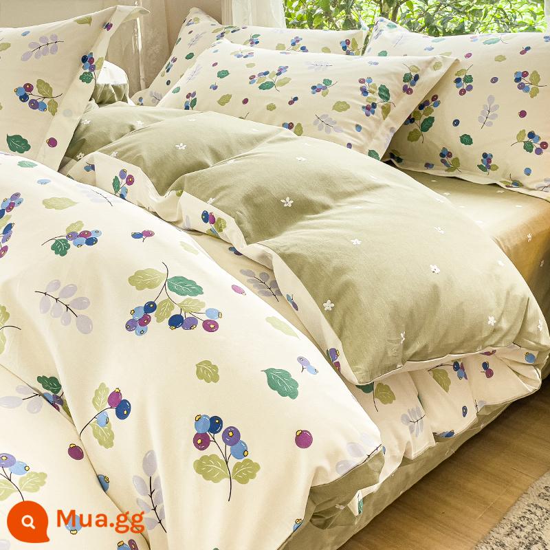 Ins vỏ chăn bông nguyên chất 150x200 mảnh đơn con đơn 100 cotton 1.5m vỏ chăn ga trải giường nữ 200x230 - Sương mù hoa JXH Kitano