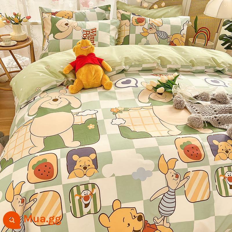 Công Chúa Disney Giường Cotton Nguyên Chất Bộ 4 Bộ 100 Cotton Chăn Ga Gối Trẻ Em Ký Túc Xá 3 Mảnh Ga Giường Nữ Vỏ Chăn 4 - L buồn cười quá