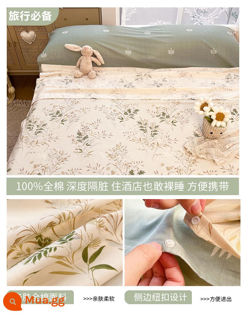 Cotton Bẩn Túi Ngủ Khách Sạn Du Lịch Du Lịch Di Động Giường Vỏ Chăn 4 Bộ Du Lịch Tàu Ngủ Hiện Vật - J Xiancao (túi ngủ) - đi kèm túi đựng tương tự