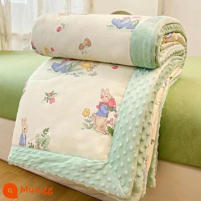 Bông mùa hè cotton nguyên chất hạt đậu chăn nhỏ có thể giặt bằng máy đậu tương mùa hè chăn mát trẻ em độc thân mùa xuân và mùa thu điều hòa không khí chăn mỏng - J Vườn Thỏ