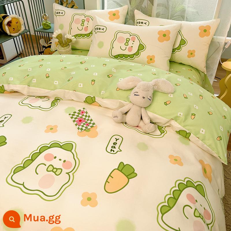 Disney Mickey Giường Cotton Bộ 4 Bộ 100 Cotton Bộ Đồ Giường Trẻ Em Bộ 3 Món Nam Vỏ Chăn Trang Bị tấm Tấm 4 - Tiểu Long Đô Đô