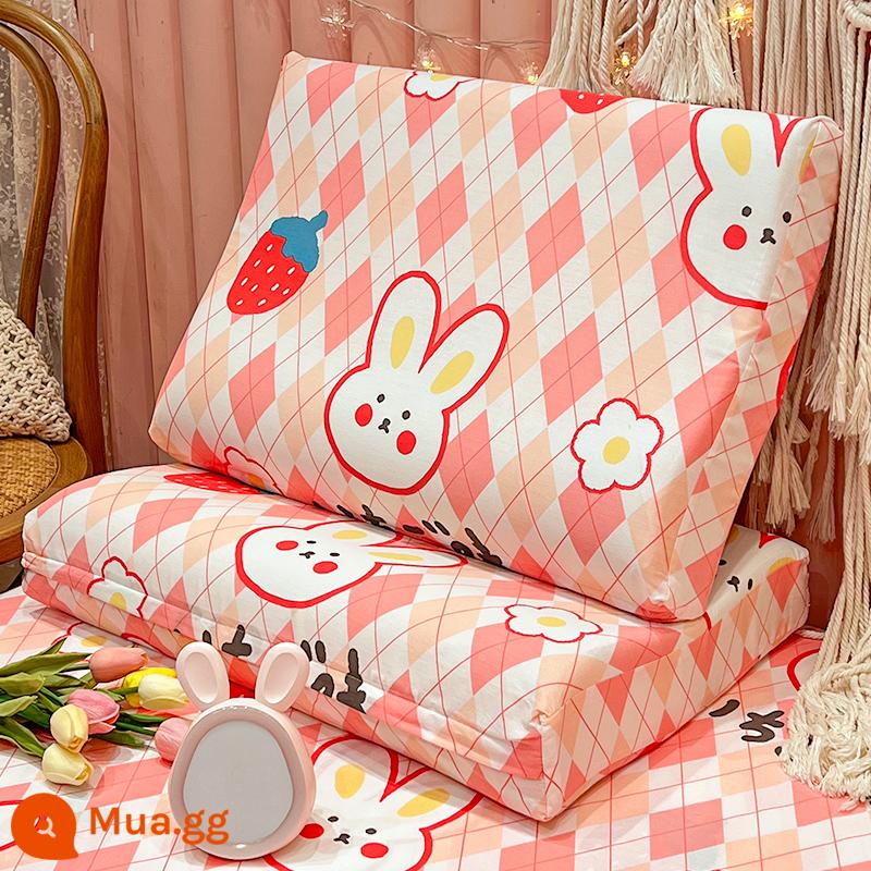 Một cặp vỏ gối cao su cotton 40x60 nguyên chất cotton trẻ em toàn bộ đầu dành cho nữ 30x50 vỏ gối đơn - Berry Rabbit Tuấn-Gói đơn Vỏ gối cao su cotton nguyên chất