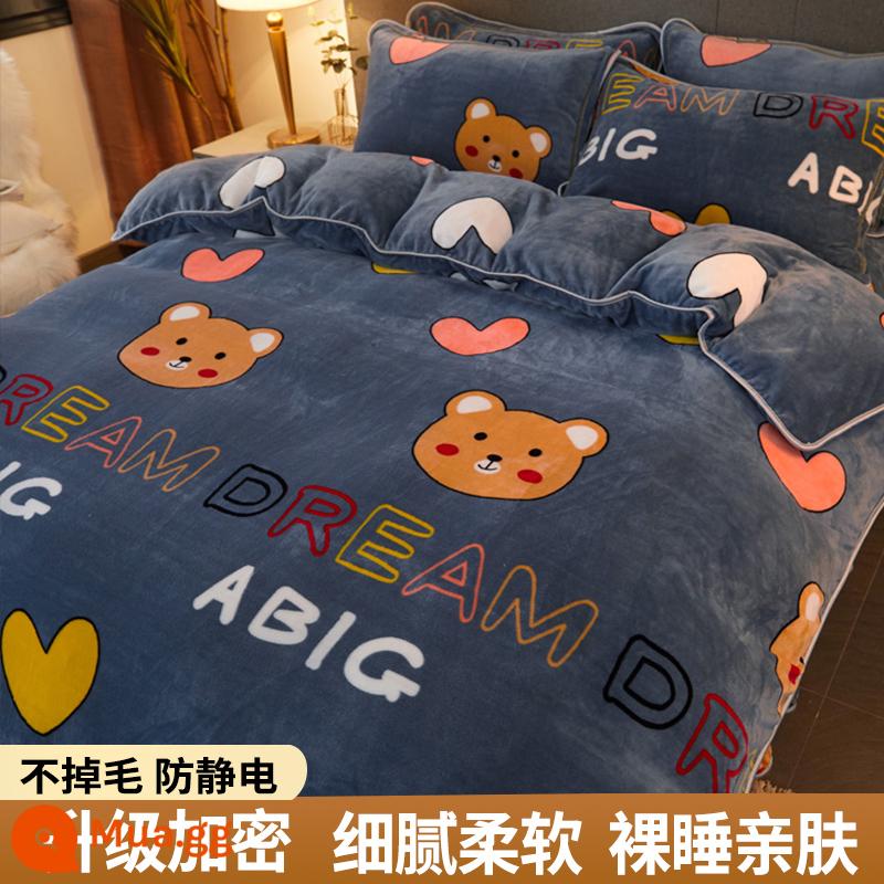 Lông cừu san hô vỏ chăn đơn sữa flannel chăn lõi bao nhung 2 mặt đôi đơn mùa đông ấm áp làm dày - Giấc Mơ Hạnh Phúc AA (dày và nhung)