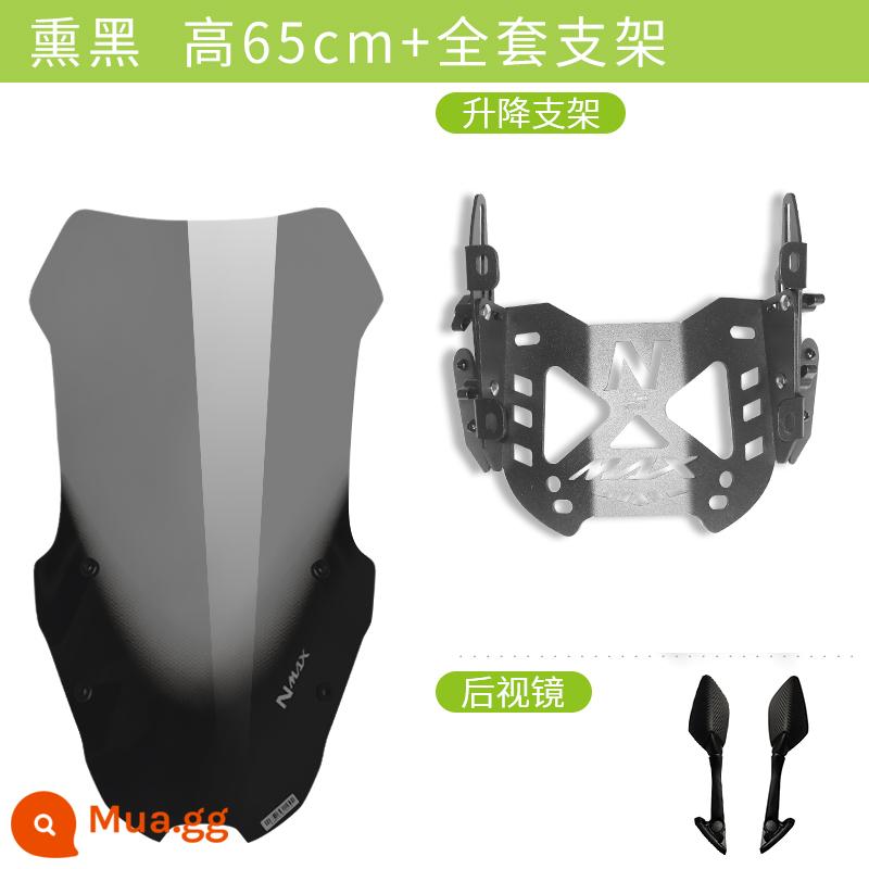 Thích hợp cho kính chắn gió phía trước kính chắn gió 20-22 Yamaha NMAX155 nâng gương chiếu hậu về phía trước khung điều hướng di chuyển - Xe nâng chiều cao Ash 65+gương chiếu hậu