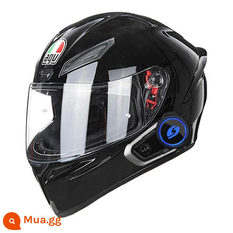 AGV K1 xe máy mũ bảo hiểm nam nữ đua xe máy full mũ chạy mũ bảo hiểm đen 8 vương miện tiểu cá mập đen rùa nhỏ bốn mùa - K1S đen sáng kèm tai nghe V8S (SF Express miễn phí vận chuyển)