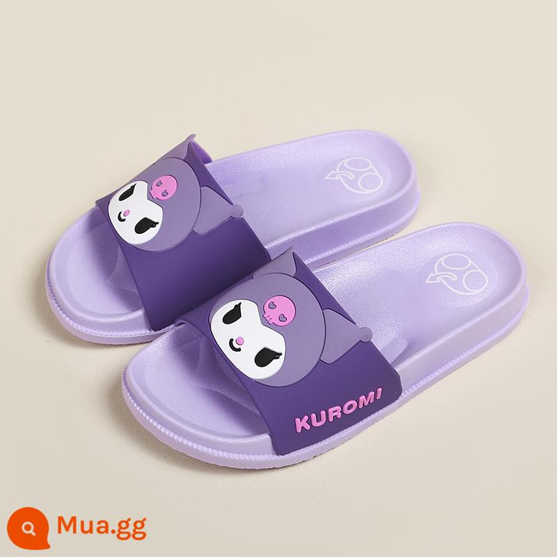 Sanrio Kuromi Dép Trẻ Em Mùa Hè Chống Trơn Trượt Trẻ Lớn Cha Mẹ-Con Bé Gái Flat Dép Cho Bé Dép Đi Trong Nhà Tắm - Kulomi tím