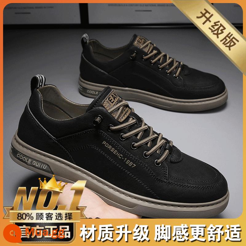 Giày Nam Mùa Hè 2023 Mùa Xuân Mới Tất Nam Giày Da Thể Thao Sneaker Sneaker Trắng Giày Hợp Thời Trang - Đen [phiên bản nâng cấp]