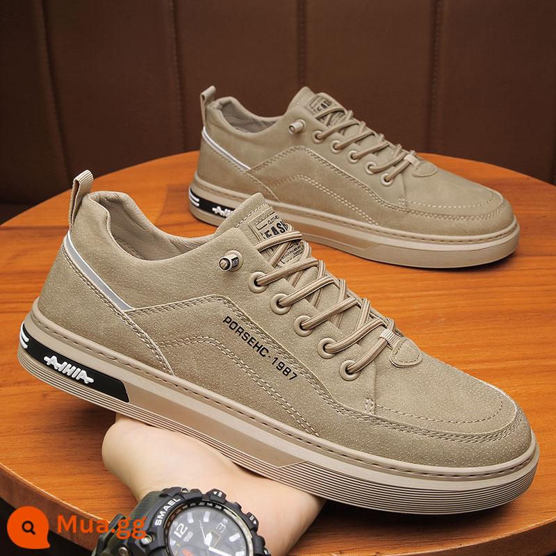 Giày Nam Mùa Hè 2023 Mùa Xuân Mới Tất Nam Giày Da Thể Thao Sneaker Sneaker Trắng Giày Hợp Thời Trang - Khaki [kiểu phổ biến]