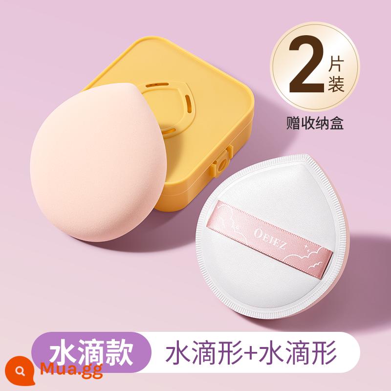 Marshmallow bột phồng không khí đệm bột ướt và khô bánh siêu mềm không có bột trang điểm bọt biển kem nền dạng lỏng trứng làm đẹp đặc biệt - Đào Giọt Nước [2 Gói] + 1 Hộp Bảo Quản