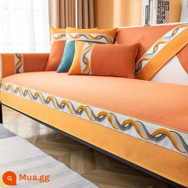 Voan Ghế Sofa Đệm Bốn Mùa Đa Năng 2021 Mới Đơn Giản Hiện Đại Đệm Bọc Ghế Sofa Bao Khăn Vải - Manyeng-Màu cam sống động