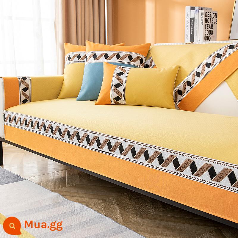 Voan Ghế Sofa Đệm Bốn Mùa Đa Năng 2021 Mới Đơn Giản Hiện Đại Đệm Bọc Ghế Sofa Bao Khăn Vải - Muhan-màu vàng chanh