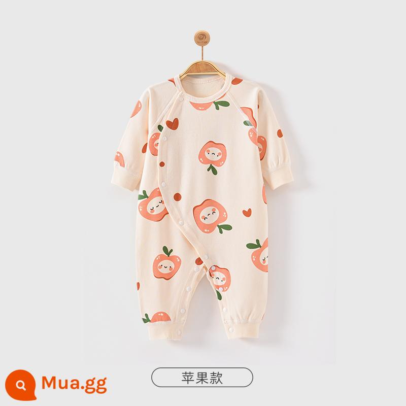 Nhiều Màu Sắc Phòng Bé Quần Áo Jumpsuit Mùa Xuân Và Mùa Thu Cho Bé Bộ Đồ Mùa Thu Sơ Sinh Mùa Thu Nguyên Chất Cotton Dài Tay Rompers - táo