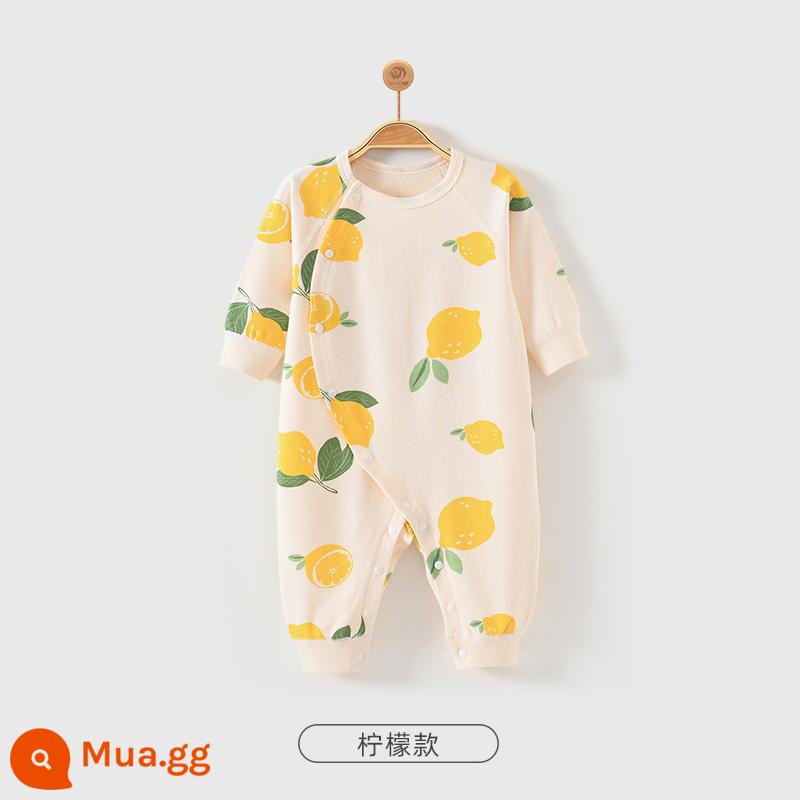 Nhiều Màu Sắc Phòng Bé Quần Áo Jumpsuit Mùa Xuân Và Mùa Thu Cho Bé Bộ Đồ Mùa Thu Sơ Sinh Mùa Thu Nguyên Chất Cotton Dài Tay Rompers - Chanh