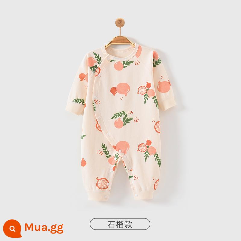 Nhiều Màu Sắc Phòng Bé Quần Áo Jumpsuit Mùa Xuân Và Mùa Thu Cho Bé Bộ Đồ Mùa Thu Sơ Sinh Mùa Thu Nguyên Chất Cotton Dài Tay Rompers - Trái thạch lựu