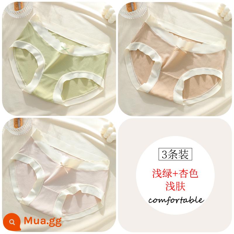 Đồ lót bà bầu đáy quần cotton kháng khuẩn thời kỳ đầu mang thai hỗ trợ vùng bụng giai đoạn đầu, giữa và cuối sau sinh quần short modal size lớn - [3 sản phẩm]Xanh nhạt+ mơ+da sáng