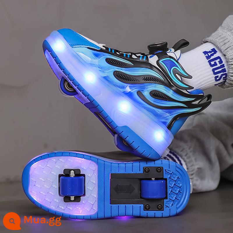 Giày Heelys phiên bản giới hạn Năm Thìn cho bé trai mùa xuân 2024 giày trượt patin màu đỏ dành cho trẻ em Giày trượt hai bánh nhấp nháy dành cho học sinh - Màu xanh sapphire [kiểu ảnh chính]