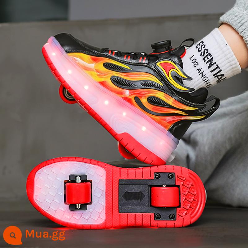 Giày Heelys phiên bản giới hạn Năm Thìn cho bé trai mùa xuân 2024 giày trượt patin màu đỏ dành cho trẻ em Giày trượt hai bánh nhấp nháy dành cho học sinh - Màu đỏ [hình ảnh chính]