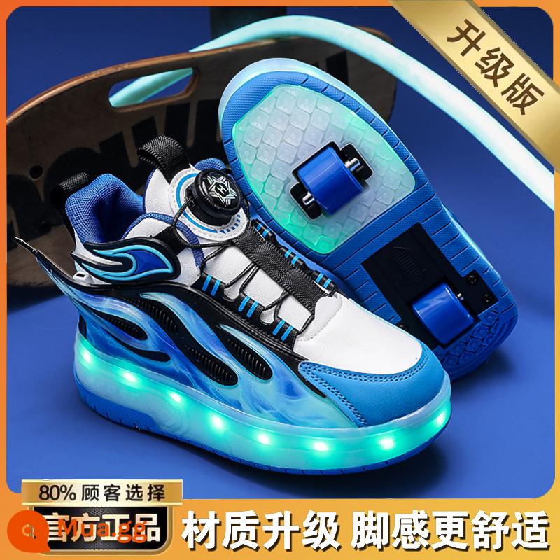 Giày Heelys phiên bản giới hạn Năm Thìn cho bé trai mùa xuân 2024 giày trượt patin màu đỏ dành cho trẻ em Giày trượt hai bánh nhấp nháy dành cho học sinh - Màu xanh sapphire [phiên bản nâng cấp hình ảnh chính]