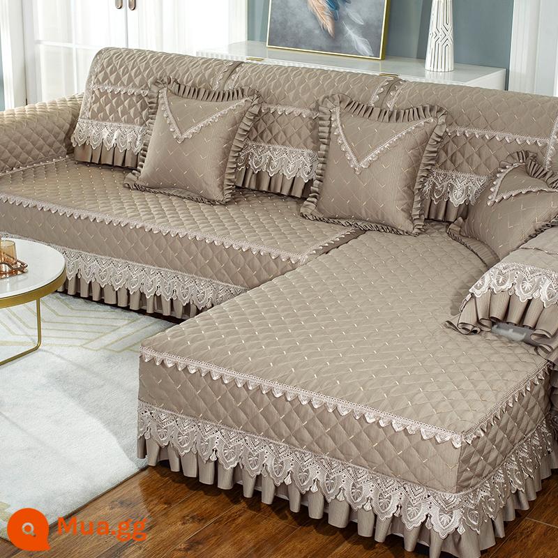 Đệm Sofa Bốn Mùa Đa Năng Lưng Khăn Vải Ghế Đệm Da Gỗ 2022 Ghế Sofa Trọn Gói Đa Năng Mùa Đông - Avigo-màu nâu sữa