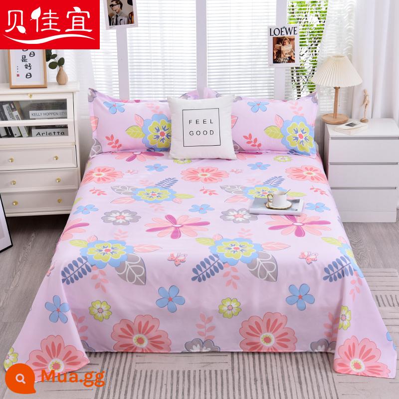 Tấm ga trải giường cotton đã giặt một mảnh mùa đông đôi chải chăn đơn Kang vỏ gối đơn ký túc xá sinh viên giường đơn ba món - Ngôn ngữ hoa mật