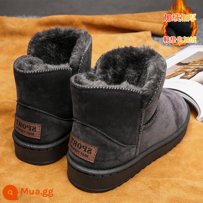 Boots Snow Men 2022 MỚI MỚI cộng với nhung dày Đông Bắc High Tube Warm One -Chuông lông bông giày nam - D màu xám