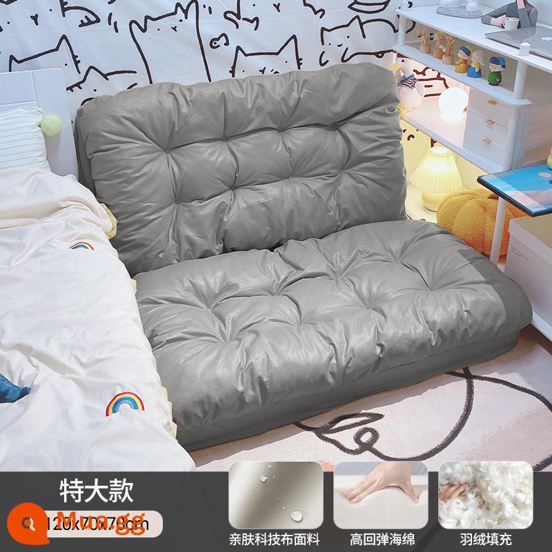 Sofa lười có thể nằm và ngủ trên chiếu tatami phòng ngủ đơn và đôi gấp sofa giường đôi ghế ban công giải trí - Cực lớn màu xám nhạt & lông tơ + bông búp bê [120*260]