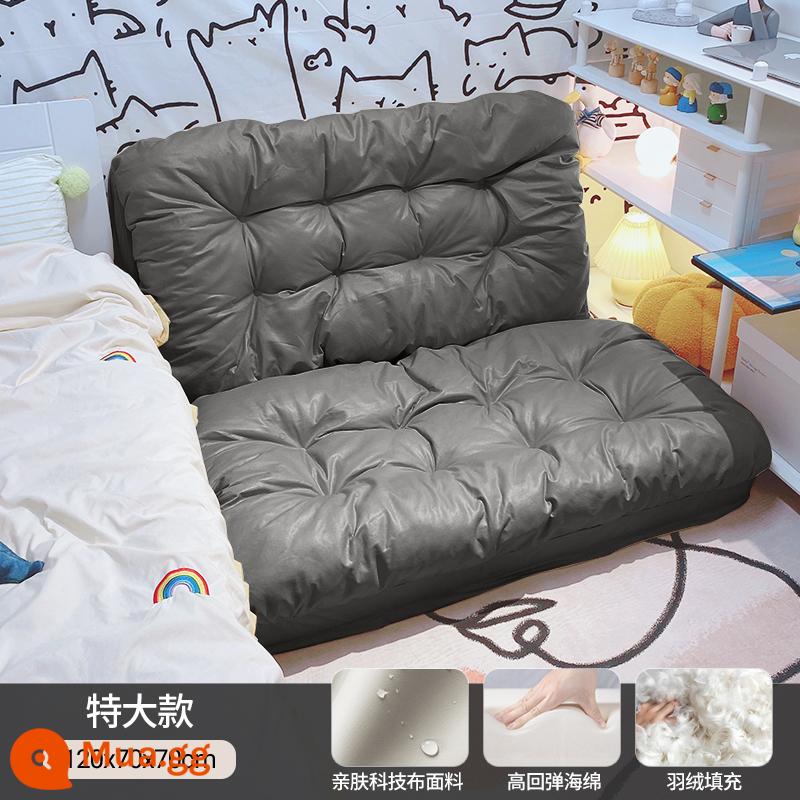 Sofa lười có thể nằm và ngủ trên chiếu tatami phòng ngủ đơn và đôi gấp sofa giường đôi ghế ban công giải trí - Màu xám đậm & lông tơ cực lớn + bông búp bê [120*260]