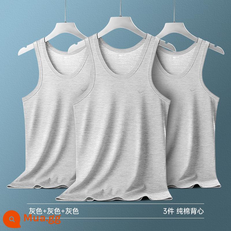 Septwolves Áo Thun Nam Ngắn Tay Nam Quần Lót Cotton Nguyên Chất Quần Lót Nam Bé Trai Cotton Trắng Áo Vest - [3 áo khoác] Xám gai nhạt+Xám gai nhạt+Xám gai nhạt