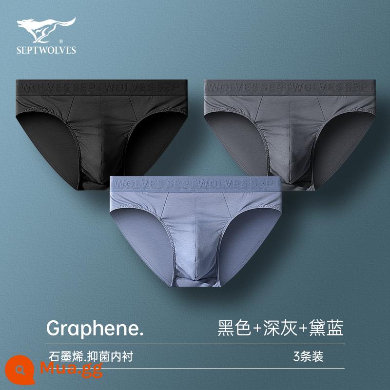 Quần sịp nam Septwolves Quần sịp cotton nguyên chất kháng khuẩn cho nam Quần sịp thoáng khí cho nam Quần sóoc cotton nam - [Graphene kháng khuẩn* Cotton nguyên chất] Đen + Xám đậm + Xanh đậm