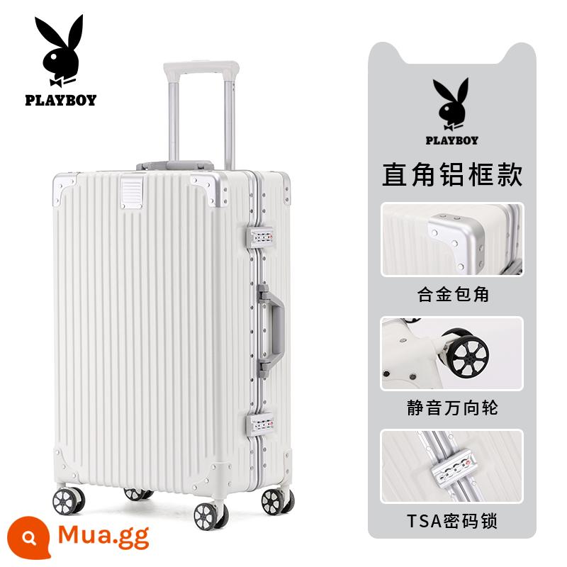 Vali Playboy nữ khung nhôm 24 inch mới trường hợp xe đẩy bánh xe đa năng bền bỉ hộp du lịch hộp du lịch - Khung nhôm trắng[hình ảnh chính]