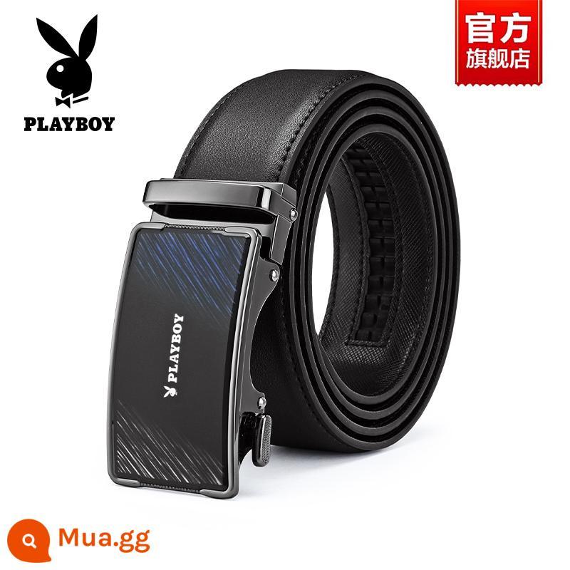 Thắt lưng nam da bò khóa tự động Playboy 2023 thắt lưng nam mới thắt lưng nam phong cách trẻ trung - Đen T8303011 [Bao bì hộp quà tặng]