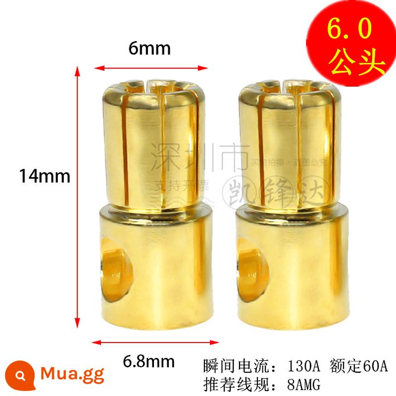 Mô hình máy bay bằng đồng nguyên chất mạ vàng đầu chuối 2.0/3.0/4.0/5.0/6.0/8.0mm động cơ điện tử thống đốc phích cắm đặc biệt - Đầu đực 6.0mm 10 chiếc