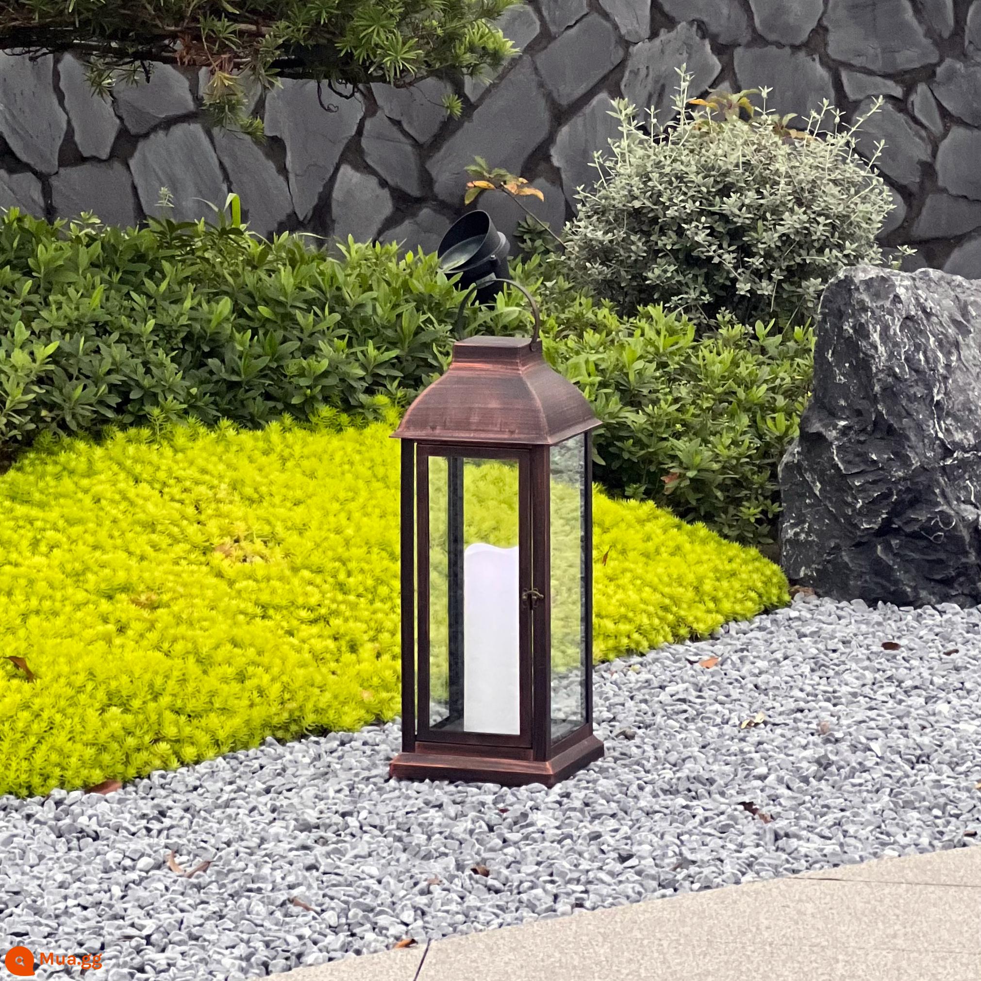 American Retro Outdoor Garden Mô phỏng Sàn nến Mở cửa Gale Light - đen cũ