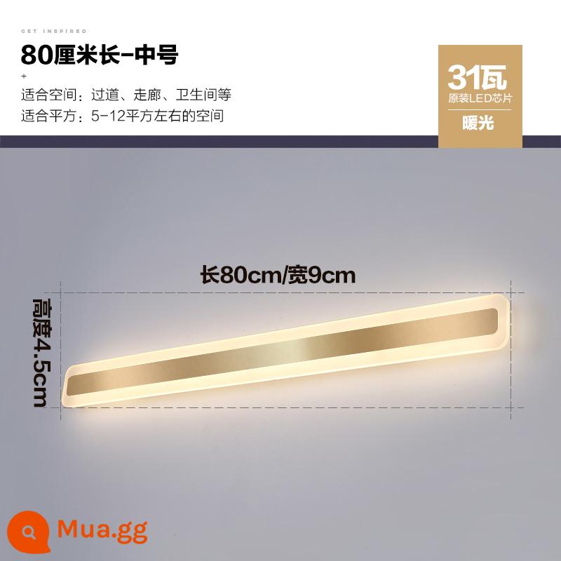 Gương Trước Đèn Led Đơn Giản Hiện Đại Phòng Tắm Phòng Thay Đồ Cá Tính Sáng Tạo Dây Gương Đèn Bắc Âu Gương Trang Điểm Tủ Ánh Sáng - Đèn ấm vàng 80CM 31W