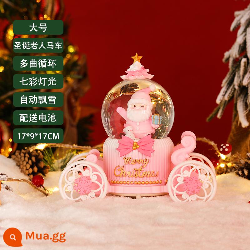 Hộp nhạc Crystal Ball Christmas Crystal Autder Horse Cart Vòng quay Boxing Boxing Hộp quà tặng trẻ em và cô gái swing - Xe ông già Noel xoáy trong tuyết [ngồi lớn màu hồng]