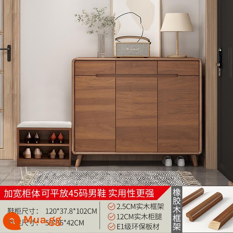 Tủ giày cửa nhà khung gỗ công suất lớn tủ hiên phong cách Trung Quốc mới ban công tủ lưu trữ tủ hội trường tối giản hiện đại - Ba cửa và ba ngăn kéo 120 + ghế thay giày kết hợp