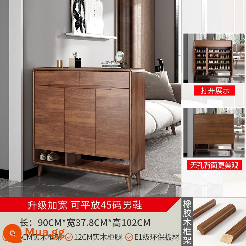 Tủ giày cửa nhà khung gỗ công suất lớn tủ hiên phong cách Trung Quốc mới ban công tủ lưu trữ tủ hội trường tối giản hiện đại - Hai mặt ba cửa và hai ngăn kéo 90