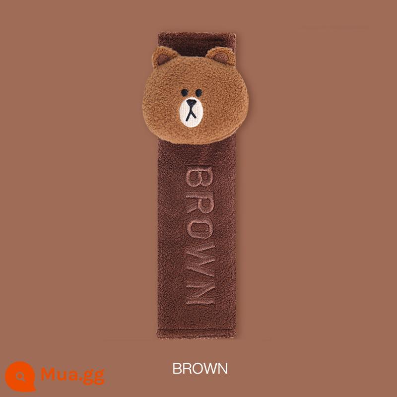 LINE FRIENDS Gấu Brown Dây an toàn xe hơi Vỏ bảo vệ dây an toàn xe hơi dễ thương - Miếng đệm vai màu nâu [sang trọng]