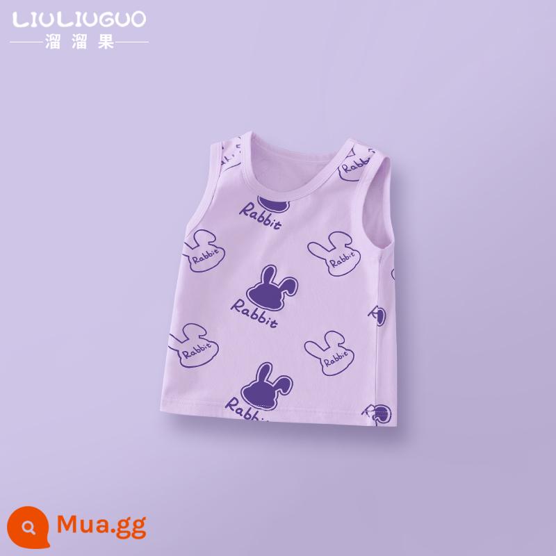 Áo Vest Cho Bé Mùa Hè Mỏng Cotton Nguyên Chất Áo Vest Trẻ Em Bên Trong Mặc Bé Gái Treo Áo Mùa Hè Đáy Bé Trai - Áo vest ngắn tay khoai môn đầu thỏ tím