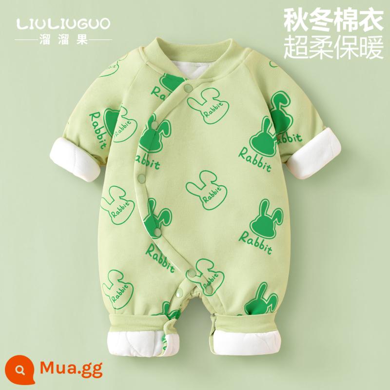 1 bộ quần áo bé 0-36 tháng, áo liền quần mùa đông cho bé sơ sinh, quần áo cotton sơ sinh đi chơi, quần áo thu đông - Đầu thỏ bông xanh mỏng